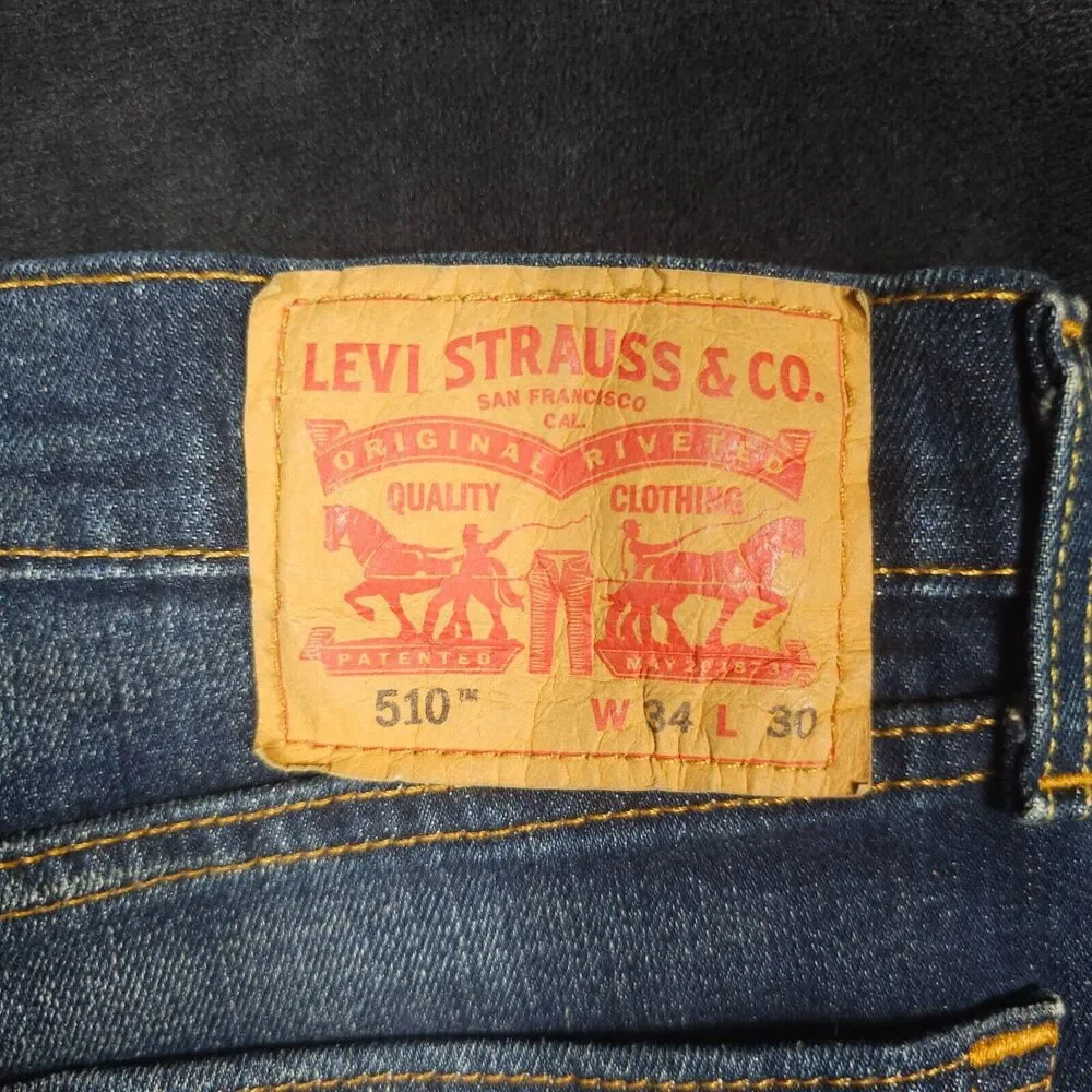 Levis 510 Jeans Skinny Fit Mens SIZE 34 x 34 STRETCH LIGHT BLUE FADE NWT